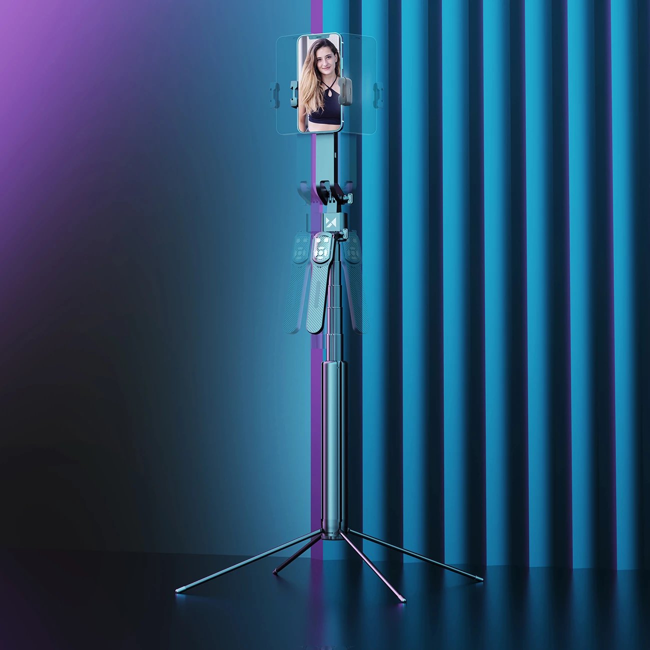 Selfie stick me tripod Wozinsky WST-360YS, AI auto face tracking, 360°, i zi