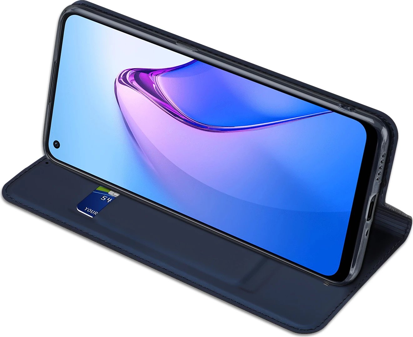 Mbështjellës Dux Ducis Skin Pro për Oppo Reno 8, me kapak, xhep për kartelë, funksion standi, kaltër Mbështjellës Dux Ducis Skin Pro për Oppo Reno 8, me kapak, xhep për kartelë, funksion standi, kaltër