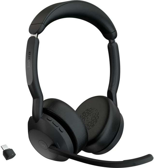 Kufje stereo me mikrofon, Jabra Evolve2 55 MS (25599-999-899), wireless 30m, kabllo 1m, e zezë