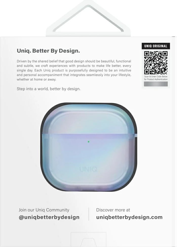 Mbështjellës UNIQ Iridescia për AirPods 4, me karabiner, Blu