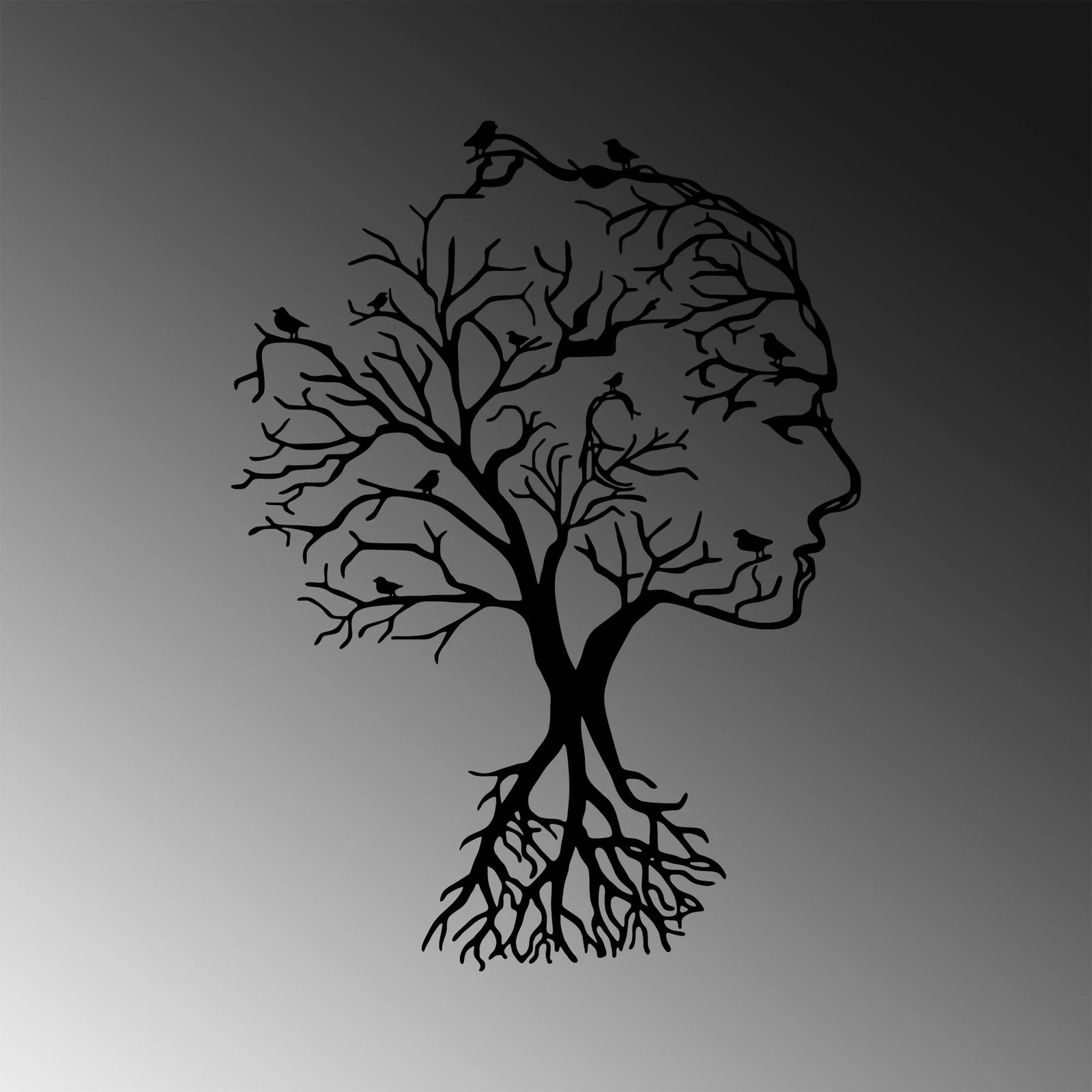 Aksesor dekorativ metalik për mur, pemë akacie, Wallity, 52x70cm