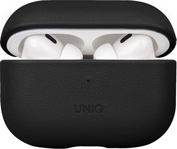 Mbështjellës UNIQ Terra për AirPods Pro 2, lëkurë natyrale, i zi
