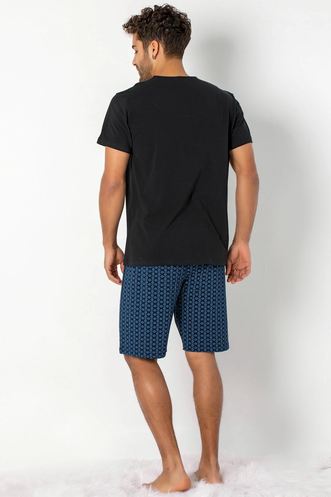 Set pizhamash për burra Jumeon, 002-000465, e zezë, blu e errët