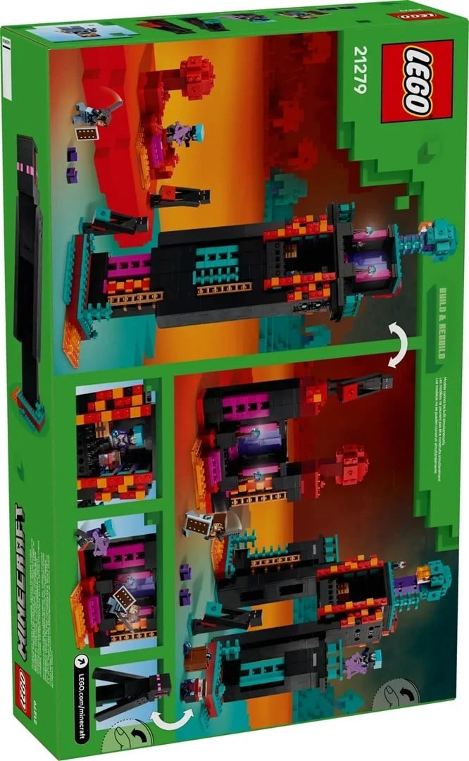 Set LEGO Minecraft The Enderman Tower 21279, 2 minifigura, për fëmijë 9+ vjeç