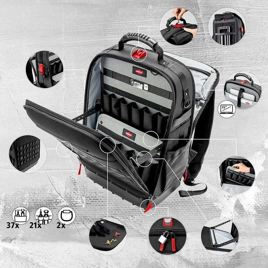 Çantë veglash Knipex Modul X18 Sanitaer, e zezë, me vegla të përfshira