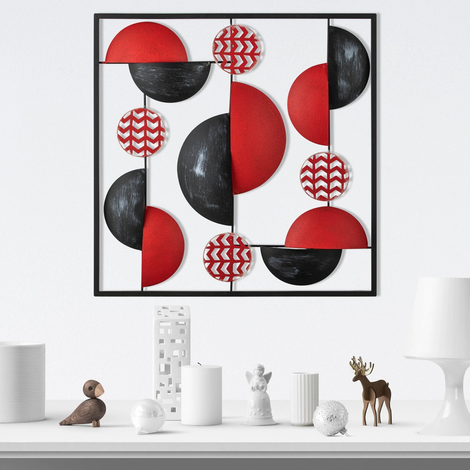 Aksesor dekorativ metalik për mur Wallity, Aurora - shumëngjyrësh, 55x5x55cm