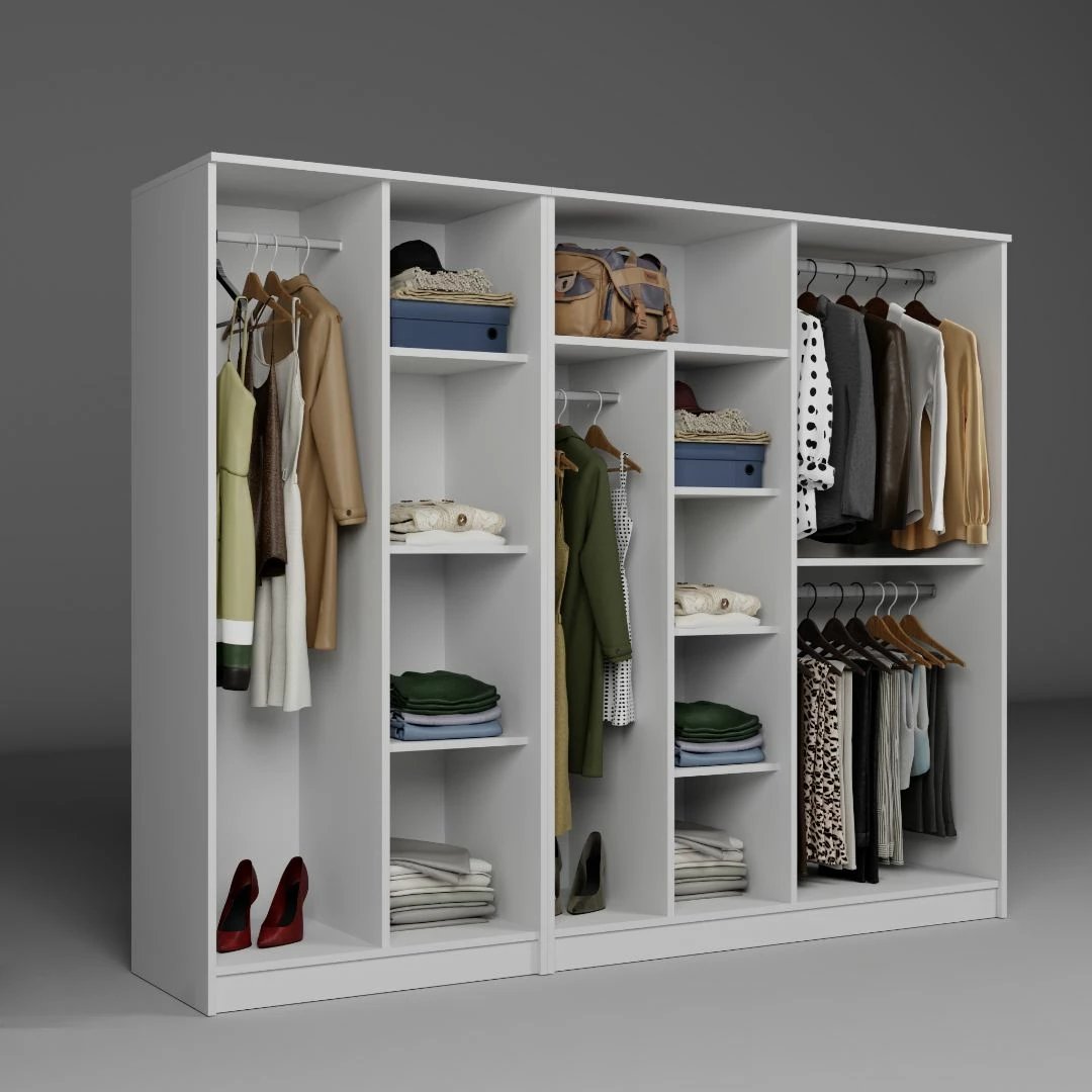 Dollap për rroba, ngjyrë e bardhë, Skye Decor Kardelen 1600-105, 220x180x51.8 cm