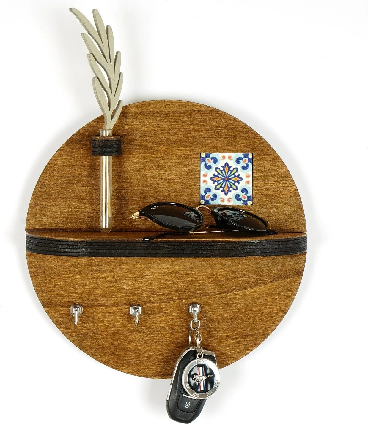 Mbajtës çelësash prej druri, ngjyrë arre, Wallity LAZ162