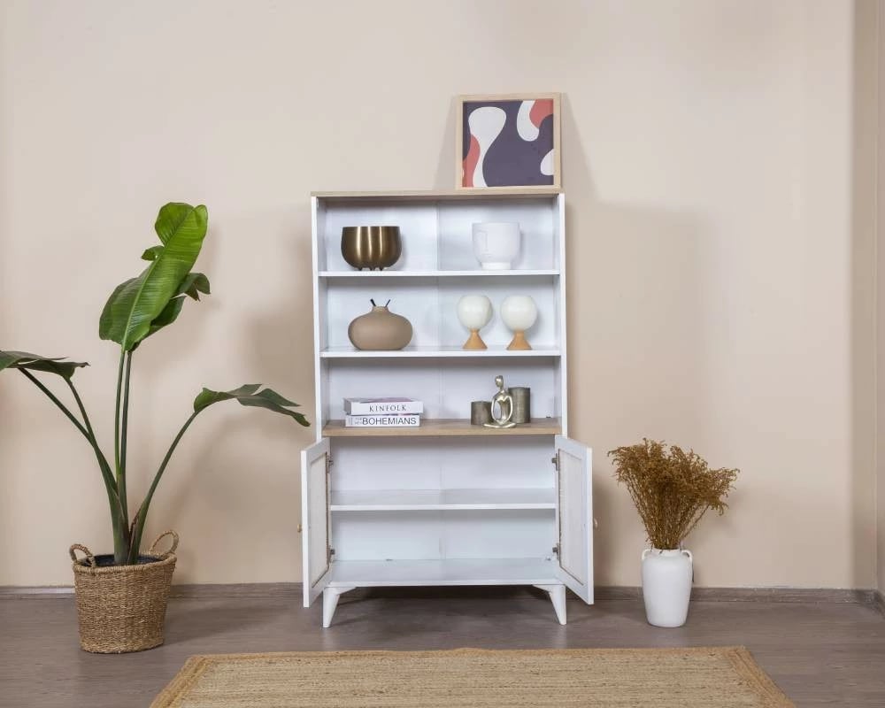 Raft librash Skye Decor, Calvin, i bardhë dhe lis