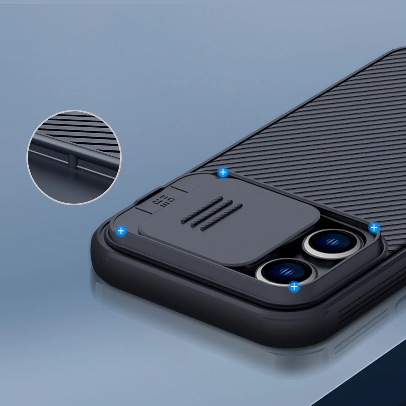 Mbështjellës Nillkin CamShield Pro Magnetic për iPhone 14 Pro Max, MagSafe, mbrojtje kamerës, Blu