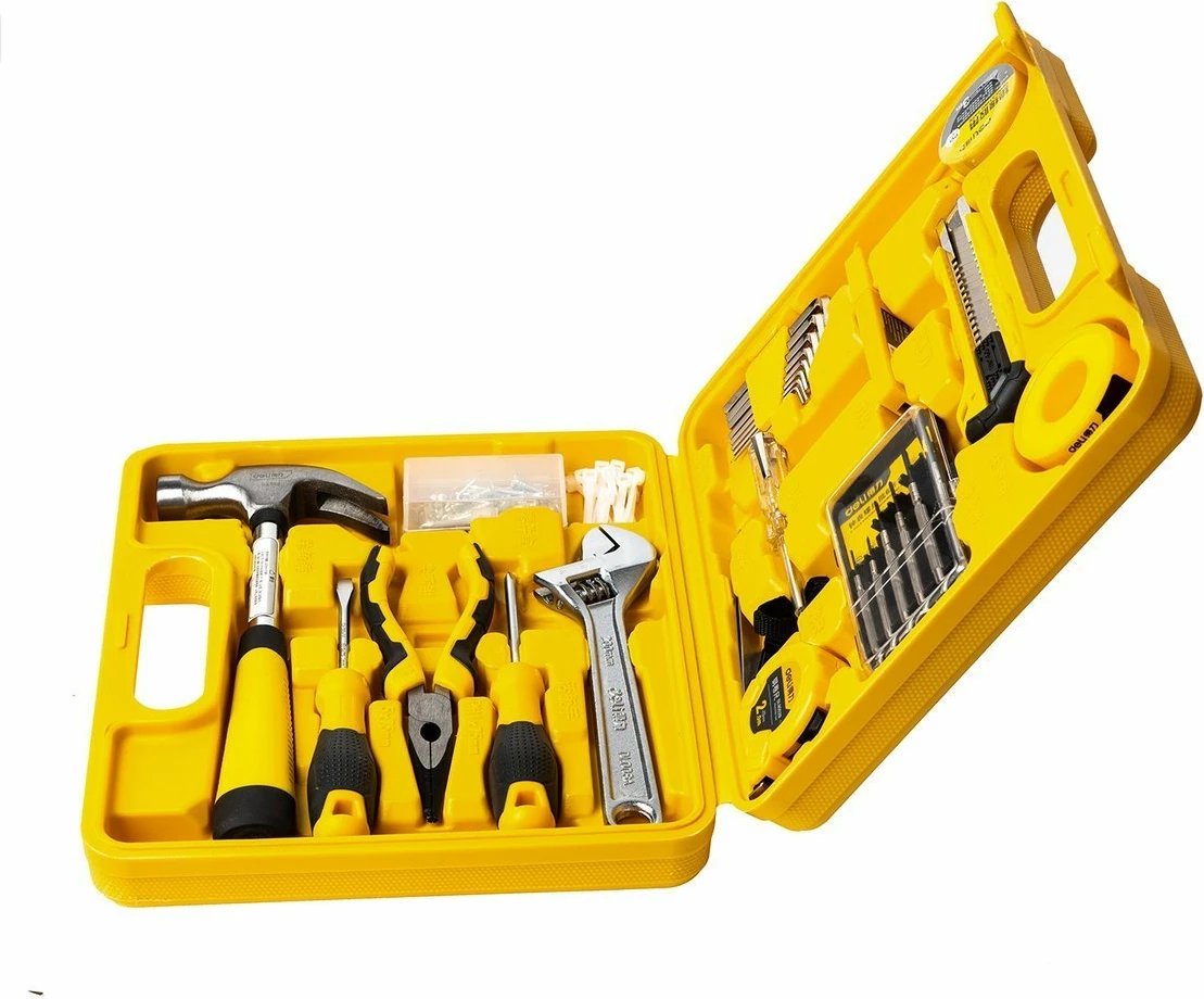 Set veglash Deli Tools EDL1028J, 28 copë, me kasë, e verdhë