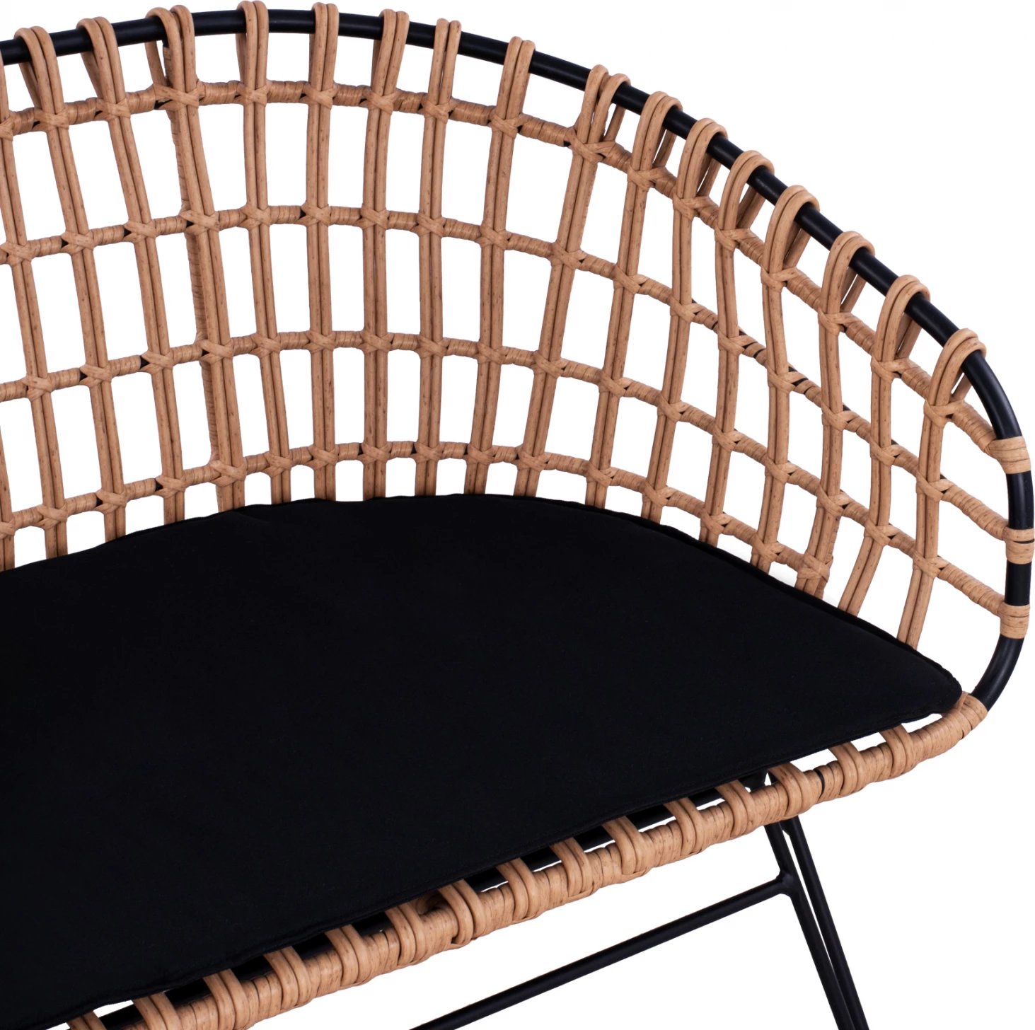 Bancë metalike Allegra FH5692 me thurje, ngjyrë zezë-bezhë, 124x57x77 cm