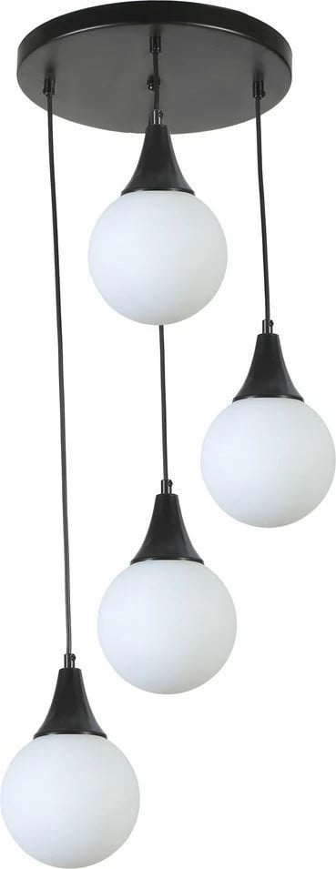 Llambë tavani Opviq Afra, 4 llamba, metal e xham, e zezë e bardhë