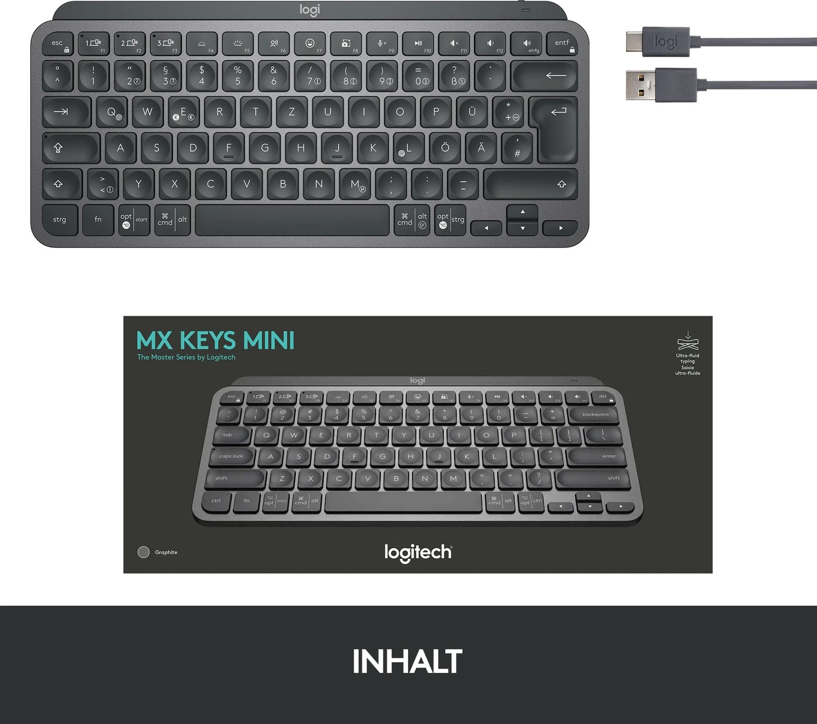 Tastierë Logitech MX Keys Mini, Wireless, Bluetooth, Graphite Tastierë Logitech MX Keys Mini, Wireless, Bluetooth, Graphite