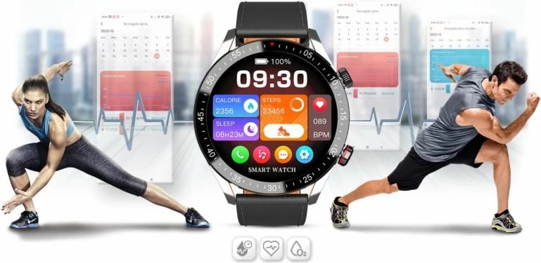 Smartwatch për meshkuj Gravity, e zezë