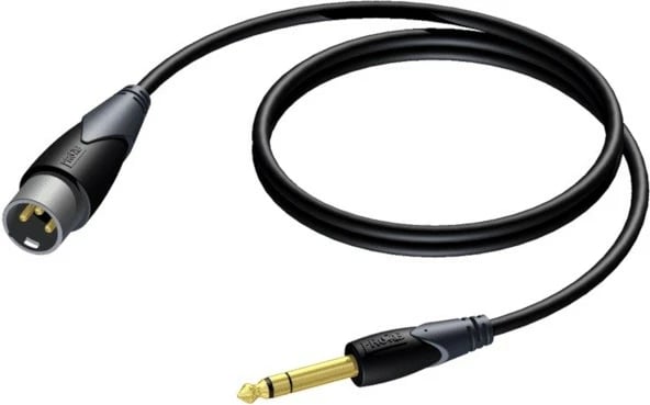 Kabllo audio PROCAB CLA724/1.5, XLR mashkull në jack stereo 6.3mm, 1.5m, e zezë