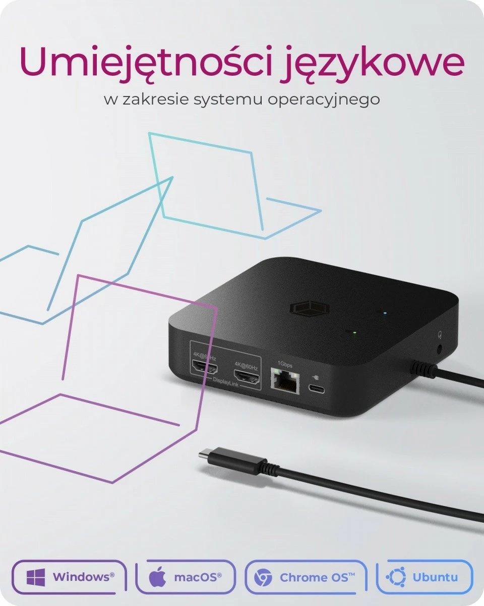 Kasë IcyBox IB-DK4090-C, 12 porte, USB Type-C, 3x HDMI, LAN, USB, Power Delivery deri 100W, e zezë