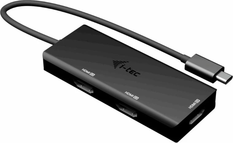 Stacion dokimi USB-C, i-tec, C31TRIPLE4KHDMIPD, 3x HDMI 4K/60 ose 1440p/144 Hz, Power Delivery 100W, kabllo 20 cm, e zezë