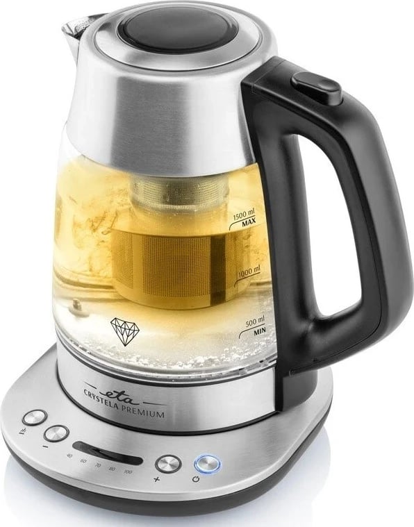Ketelja ETA Crystela Premium, me kontroll të temperaturës, 1.5L, argjendtë