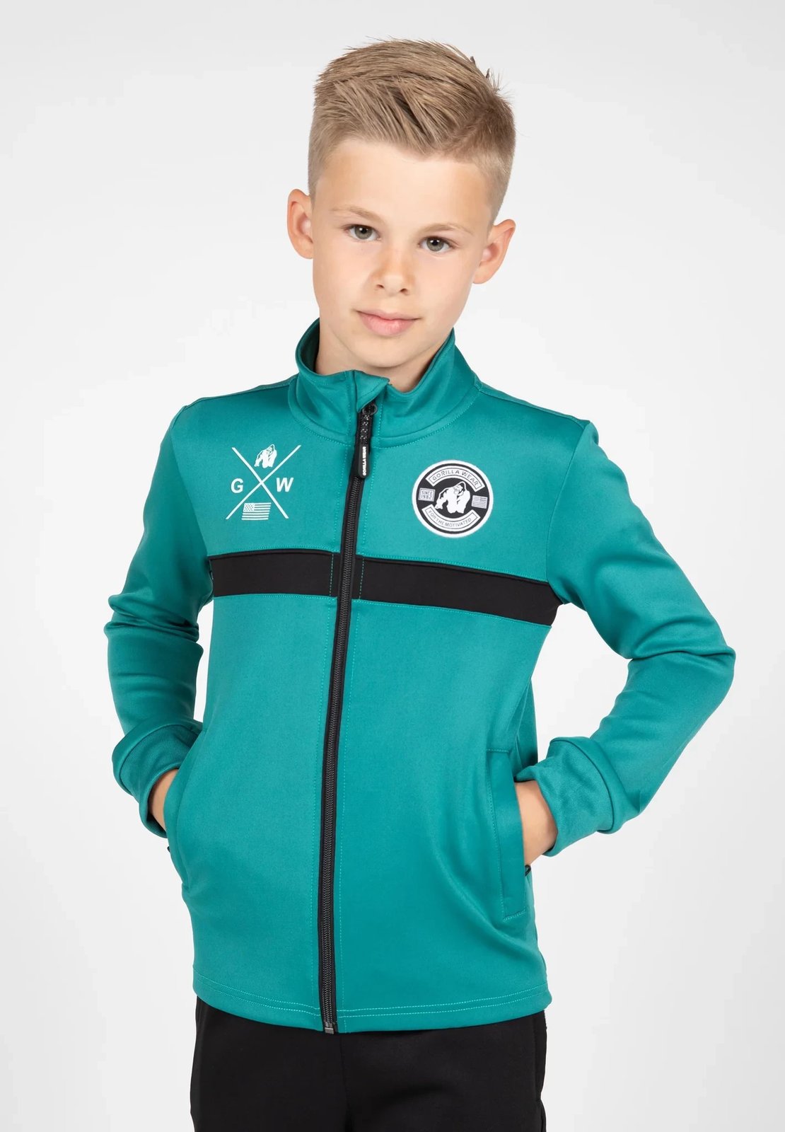 Vernon Kids Track Jacket - Teal Green