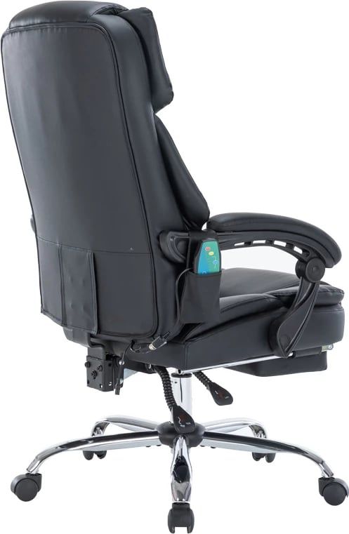 Karrige për zyre, mekanizëm premium, masazh-ngrohje, e zezë