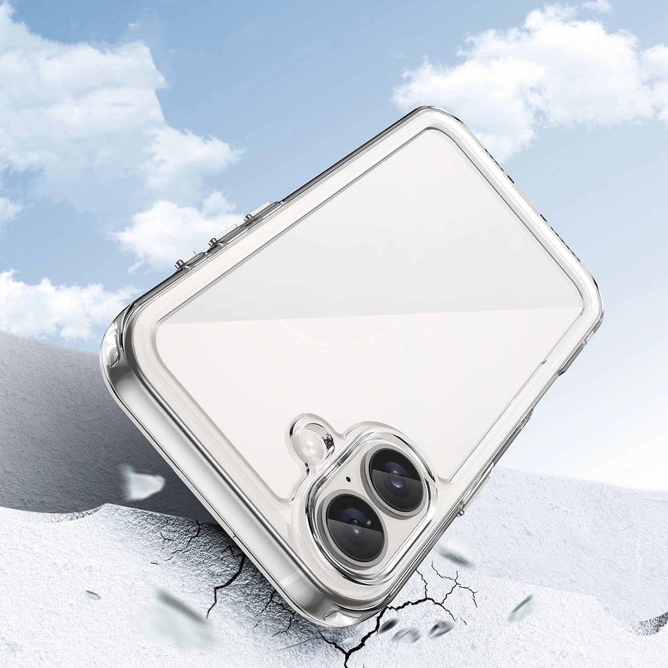 Mbështjellës Hurtel Outer Space Case për iPhone 16, transparent