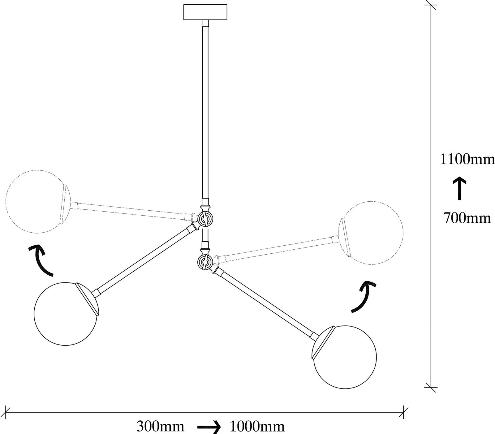 Llambë tavani Opviq Cambaz - 3453, metal i zi, kapak qelqi, 100x15cm