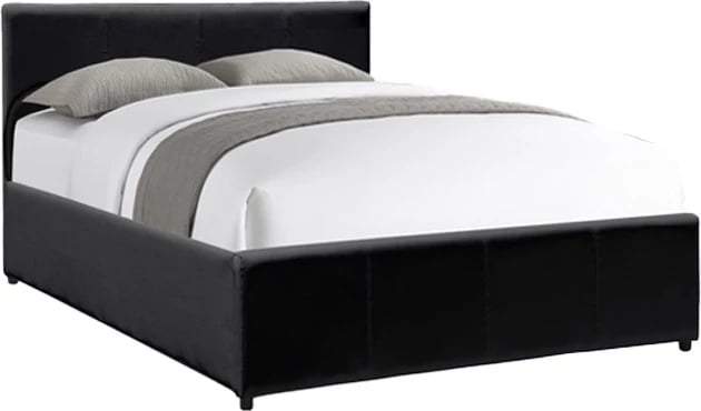 Krevat Dellia me hapësirë për depo, lëkurë e zezë PU, 120x200cm