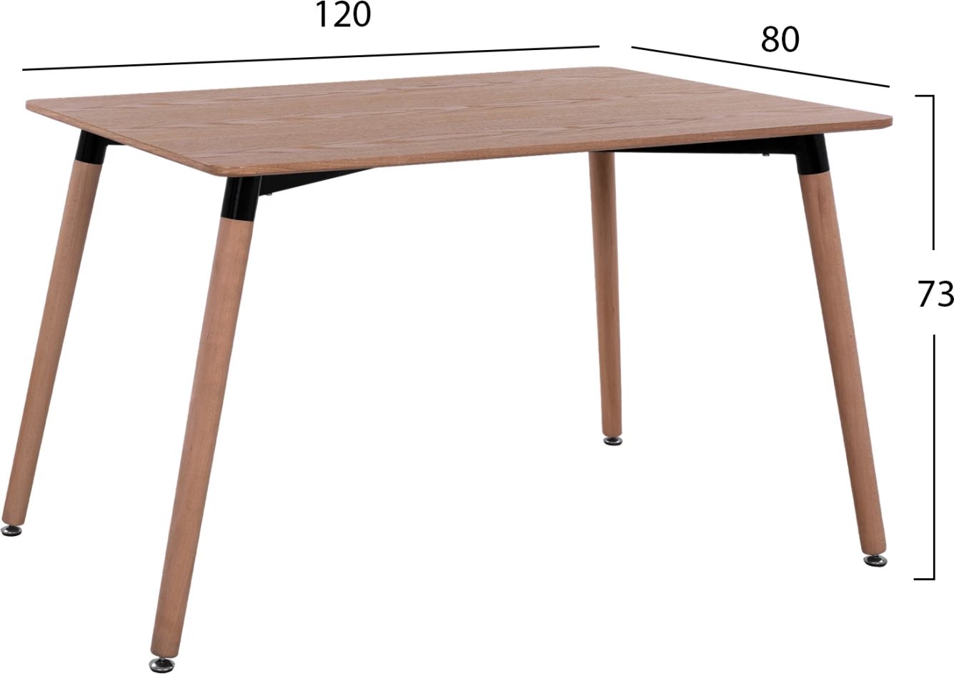 Tavolinë minimaliste për ngrënie, FH008.04, këmbë druri ahu, 120x80x73cm Tavolinë minimaliste për ngrënie, FH008.04, këmbë druri ahu, 120x80x73cm