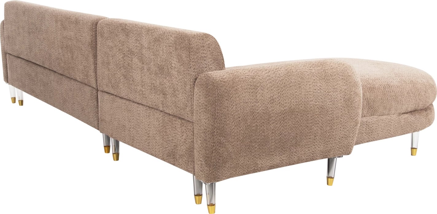 Divan qoshe i kthyeshëm FLYER FH6072.01, pëlhurë kafe, këmbë të larta metalike, 285x86-172x74H cm