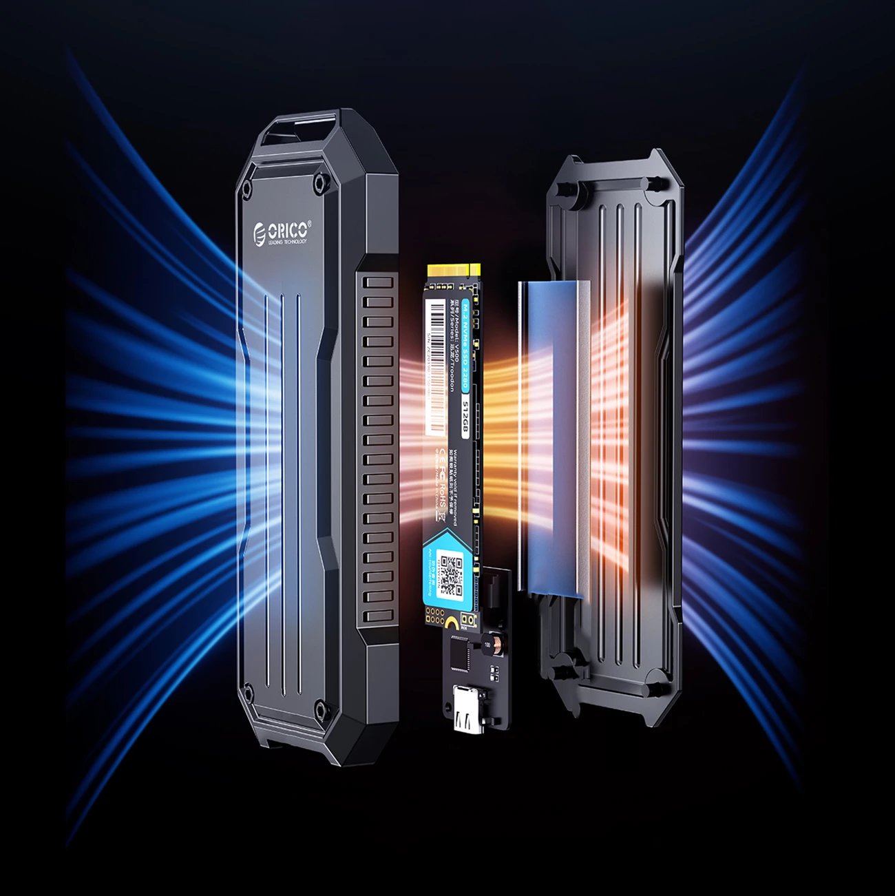 Kasë Orico OXS2C3-G2 për SSD M.2 NVMe/SATA, USB-C 3.2, Gri