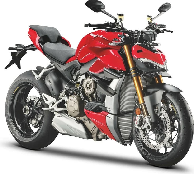 Model motor Maisto Ducati Super Naked V4, 1:18, kuq/gri, me qëndrim