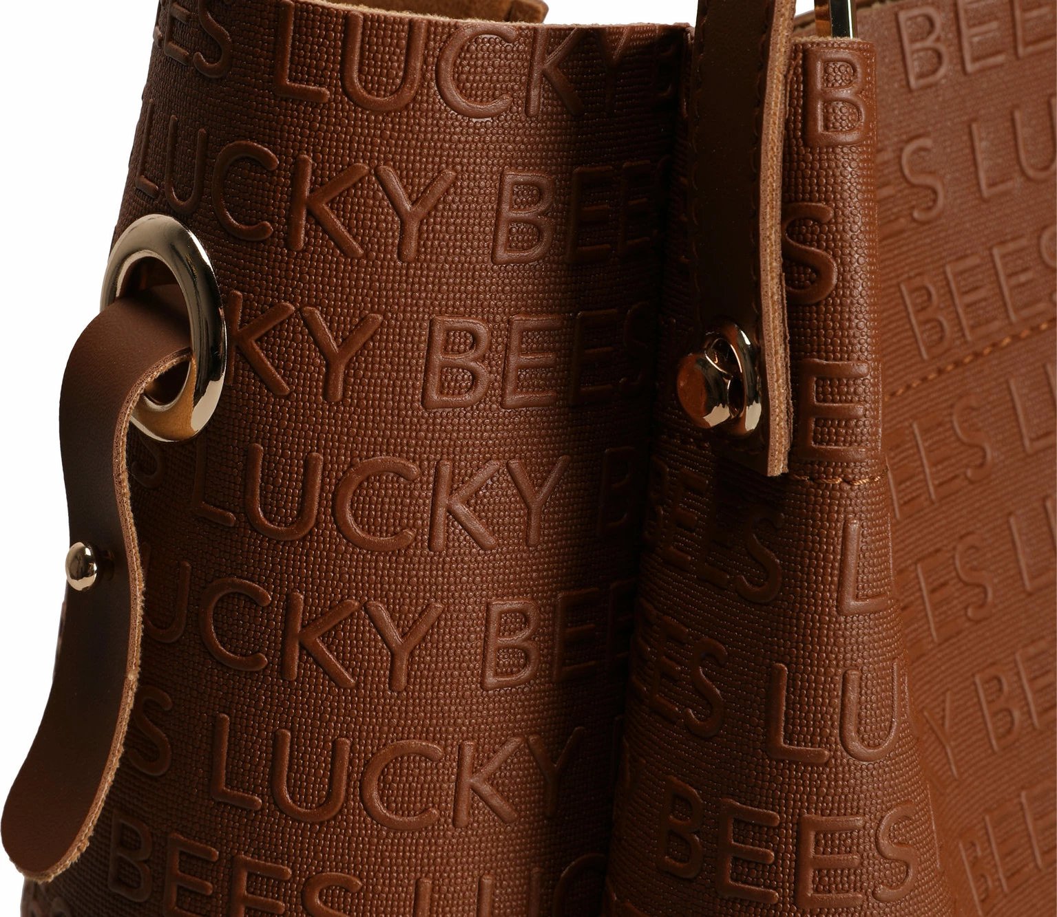 Çantë supi Lucky Bees, ngjyrë lëkure tan, set me dy pjesë