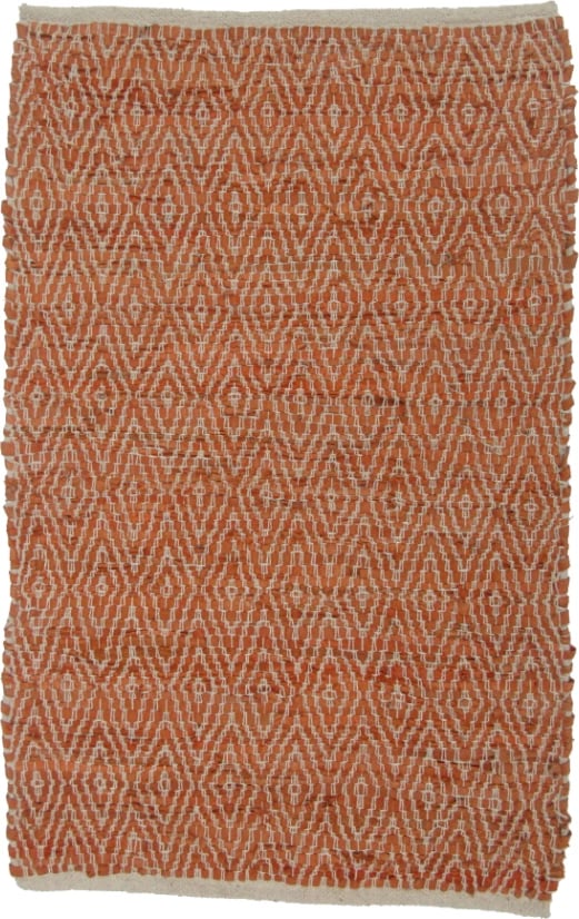 Qilim Rombo, lëkurë, portokalli-bezhë, 60x90cm