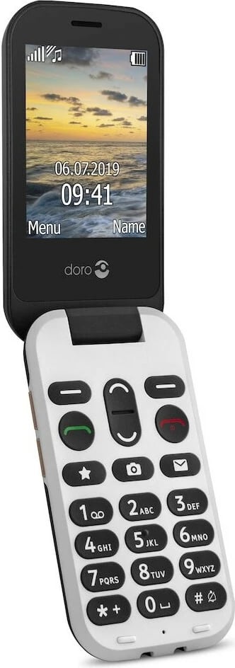 Celular Doro 6060, Clamshell, 320 x 240 pixels, 3 MP, 1000 mAh, e zezë, e bardhë
