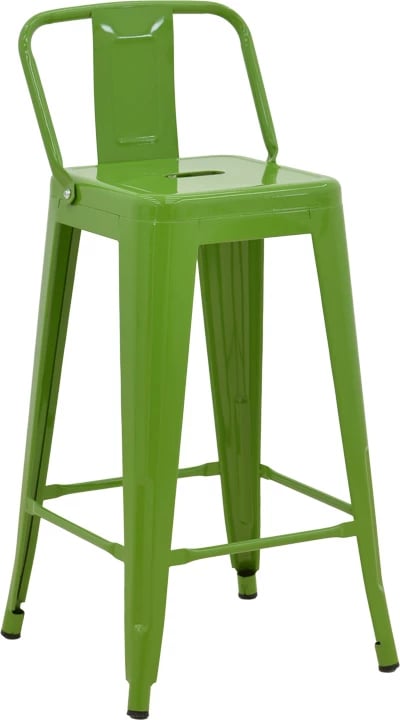 Karrige për bar me shpinore, metalike, ngjyrë e gjelbër, Utopia, 42x42x86cm