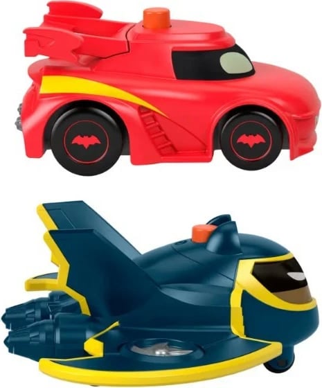 Set lodrash Batwheels Fisher Price HML26, 2 makina me drita, për fëmijë, blu e errët dhe e kuqe