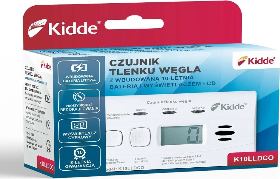 Detektor monoksidi Kidde K10LLDCO me ekran, i bardhë