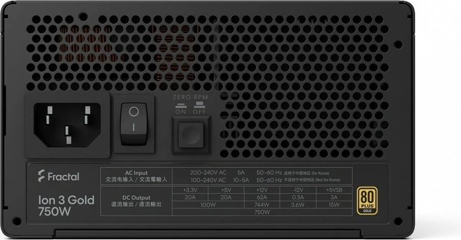 Furnizues energjie ATX Fractal Design Ion 3 Gold 750W, 80 PLUS Gold, ATX 3.1, PCIe Gen 5 12V2x6, modular, ventilator 14 cm, i zi