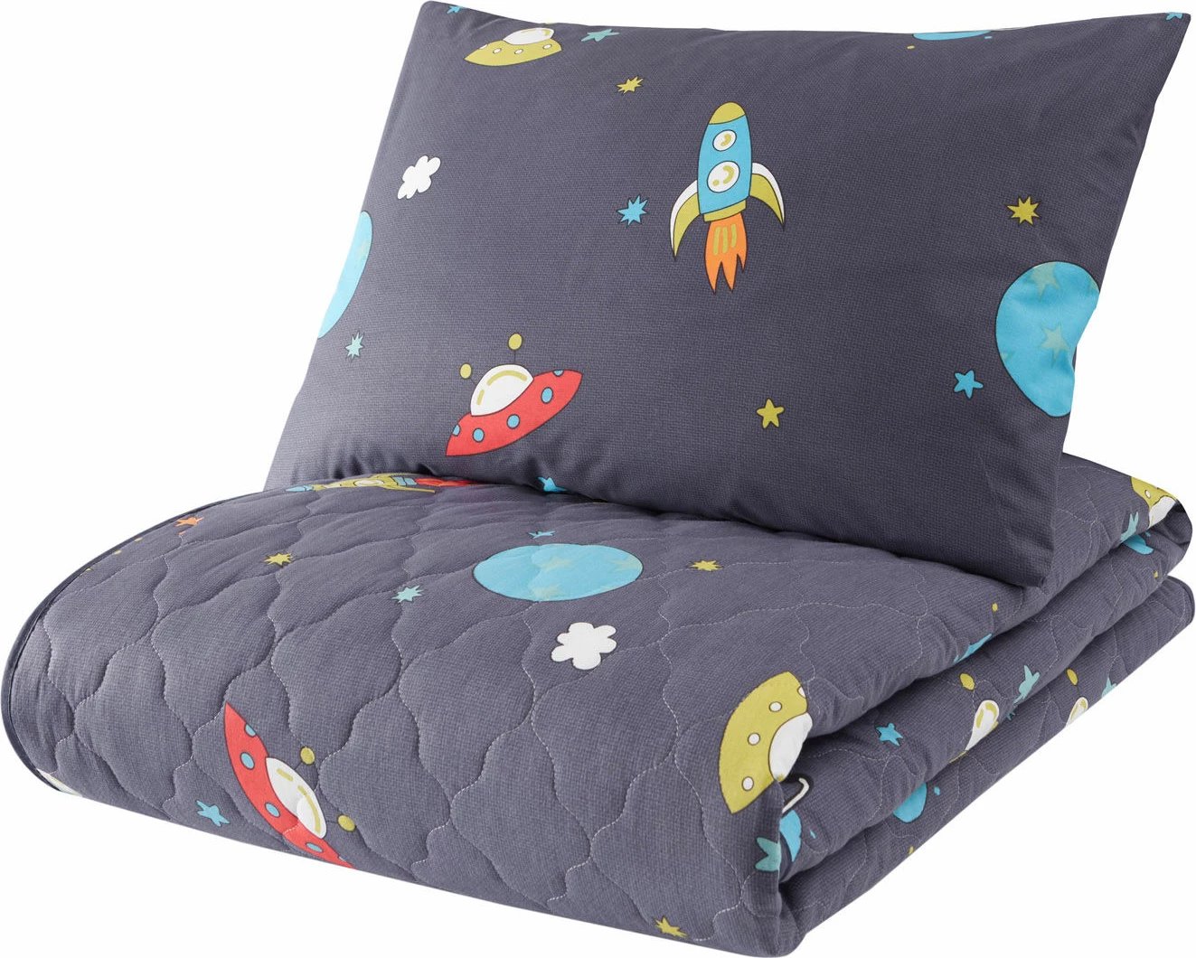 Set mbulesë krevati njëpersonale Ranforce L'essentiel, Uzay, ngjyrë kaltër e errët