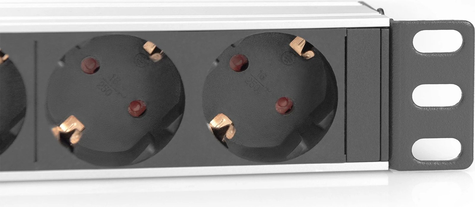 Prizë rack Digitus 10”, 4 dalje, alumini, 1U, e zezë