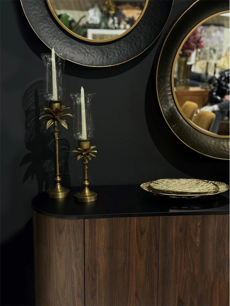 Mbajtëse qirinjsh ANANIA 2, alumin bronzi, xham, 14x14x69cm