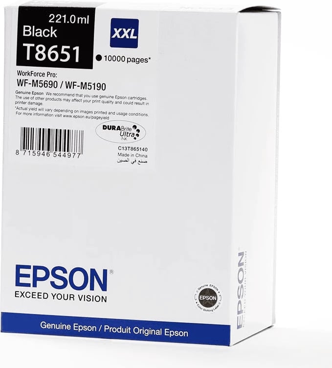 patron boje, Epson T8651 / C13T865140, 221 ml, deri 10000 faqe, e zezë