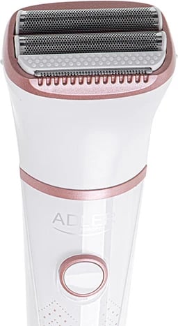 Makinë rroje për gra, Adler, AD 2941, dy koka, IPX7, pa kabëll, Wet & Dry, me bateri AAA, e bardhë rozë