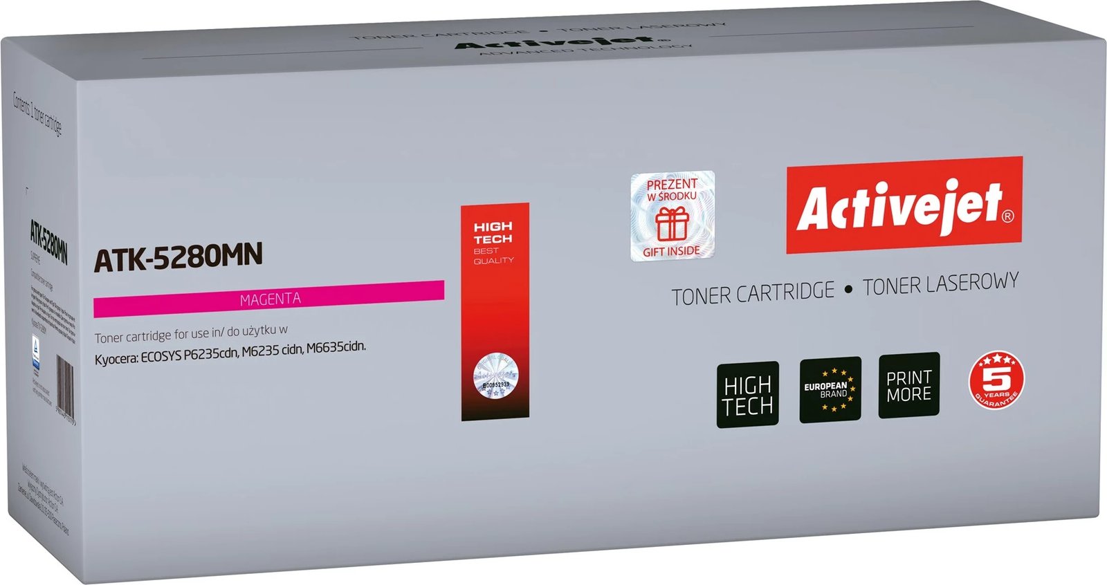 Toner zëvendësues Activejet ATK-5280MN për printerët Kyocera, 11000 faqe, rozë