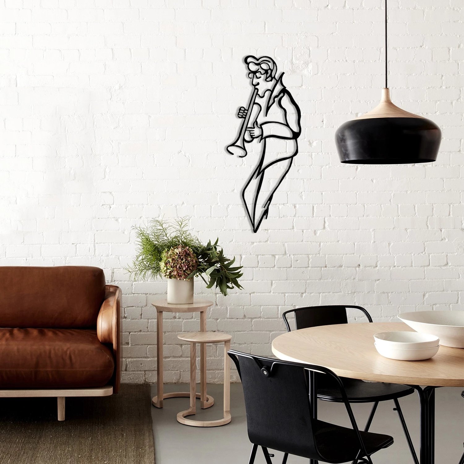 Aksesor dekorativ për mur, metal, muzikant, Wallity, ngjyrë e zezë, 30x70cm