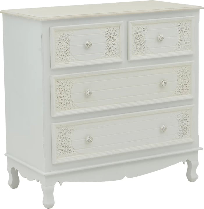 Komodë me sirtarë Pazlen ngjyrë e bardhë antike MDF 80x40x80cm