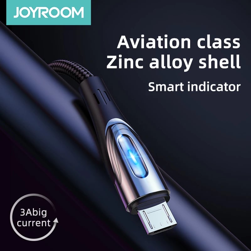 Kabllo Joyroom Sharp Series S-M411, USB-A në micro USB, 1.2m, 3A, e zezë