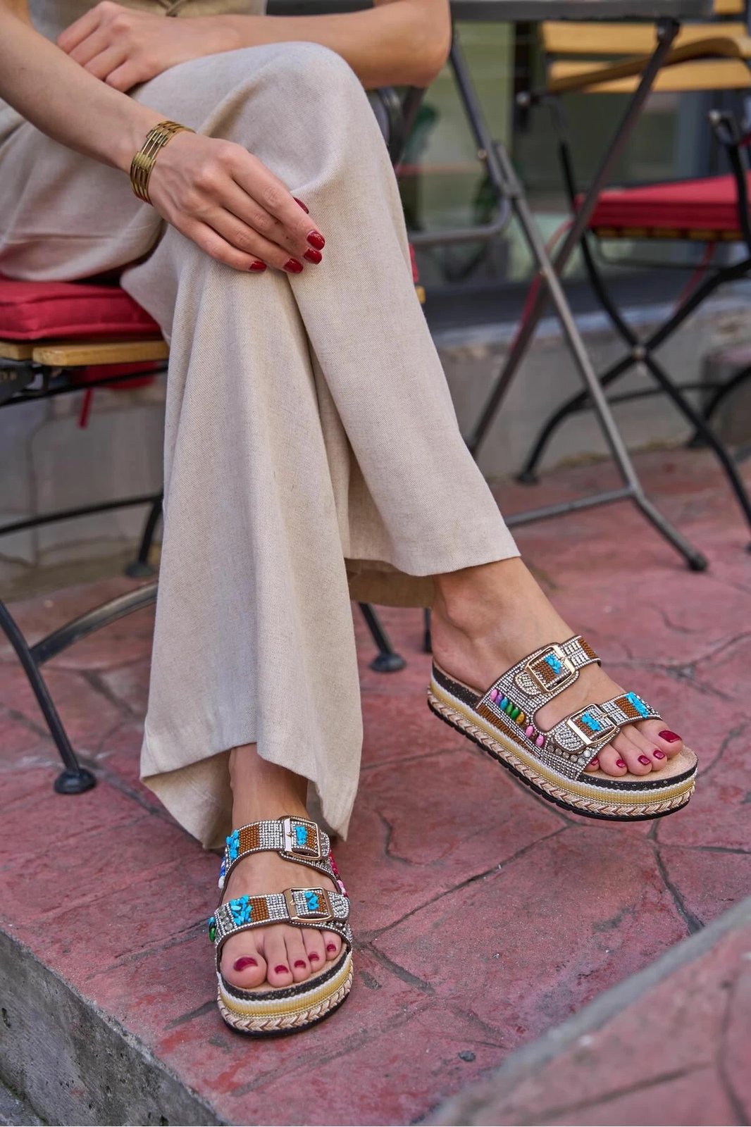 Pantofla për gra, Jumeon, MK1340125YR20-001, ngjyrë tan