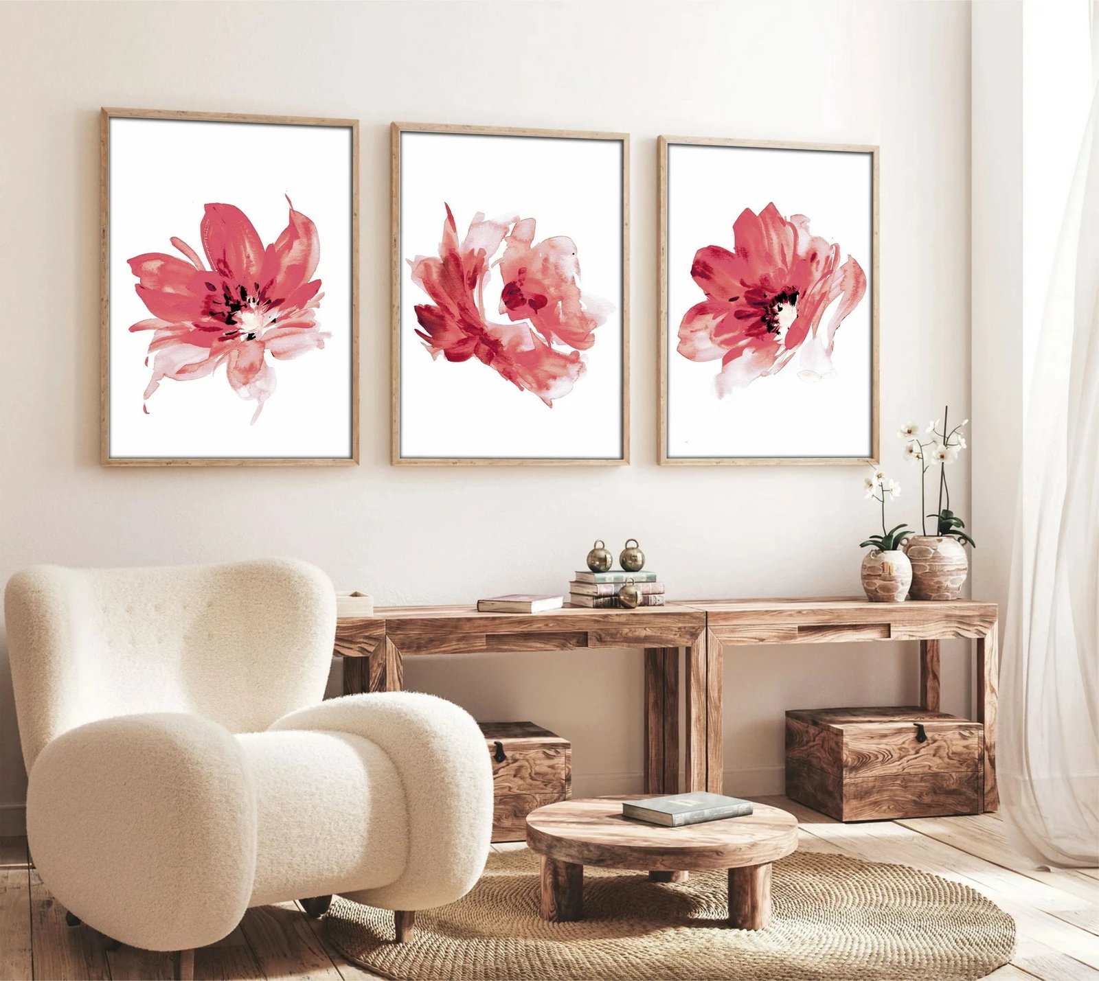 Pikturë dekorative me kornizë, 3 copë, Wallity, Huhu216, 50x70cm